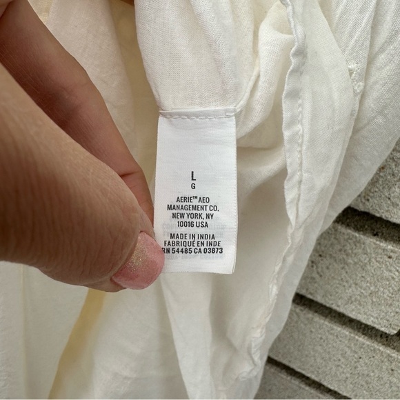 Aerie White Eyelet Cotton Sundress Adjustable Straps Lined Summer Dress Large - Picture 13 of 15